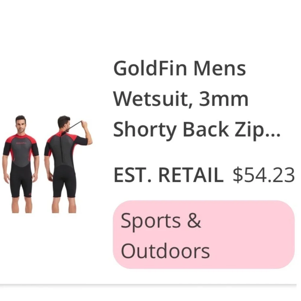 GoldFin Wetsuit Mens Small Black Red Excellent 3mm Shorty Back Zip Neoprene